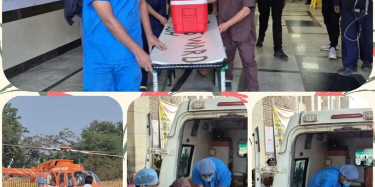 आर्गन ट्रांसप्लांट के लिये पहली बार जबलपुर में एक साथ बने दो ग्रीन कॉरिडोर ब्रेन डेड मरीज का हार्ट और लीवर दो लोगों को देगा नया जीवन