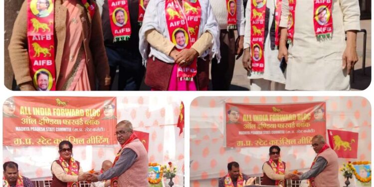*ऑल इंडिया फारवर्ड ब्लाक स्टेट कमेटी म० प्र० रीवा मे समाजसेवी व अधिवक्ता रेखा अंजू तिवारी का आत्मीय भव्य सम्मान हुआ*….