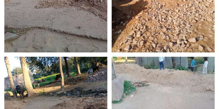 नियमानुसार नहीं हो रहा सीसी रोड का निर्माण कार्य,,,,