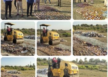 आबकारी अपराध में जप्त निर्णित मदिरा का किया गया नष्टीकरण