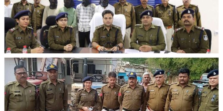 झिंझरी थाना माधवनगर पुलिस ने वाहन चोर गिरोह को पकड़ा, शहर के 2 ट्रेक्टर चोरी, 1 मोटर साईकिल चोरी का किया खुलासा, लाखो का माल हुआ बरामद