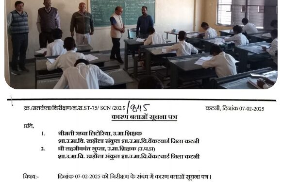 डी ई ओ के निरीक्षण में अनुपस्थित मिले दो शिक्षक हुए अवैतनिक दोनों शिक्षकों को जारी हुआ कारण बताओ नोटिस