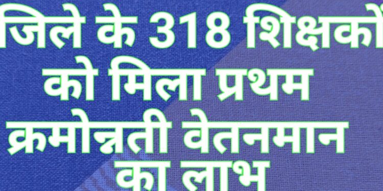 जिले के 318 शिक्षकों को मिला प्रथम क्रमोन्नती वेतनमान का लाभ