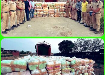 पुलिस ने बड़ी कार्रवाई करते हुए ट्रक में परिवहन किए जा रहे 3000 किलो से अधिक अवैध मादक पदार्थ गांजा को जब्त किया  कीमत 6 करोड़ रुपए से अधिक बताई जा रही है।