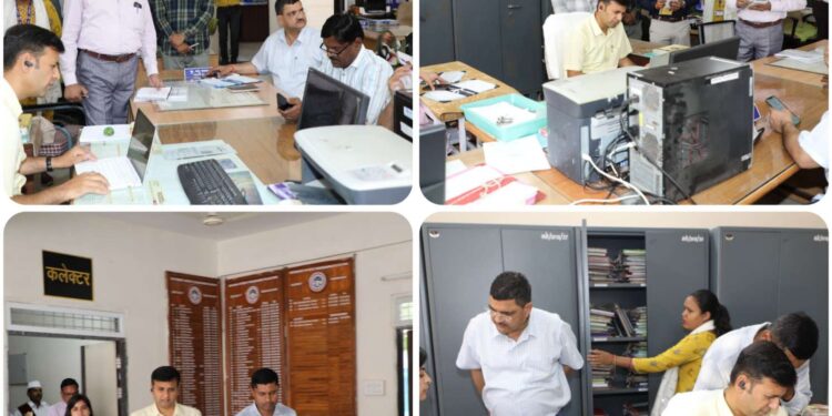 कमिश्‍नर श्री तिवारी ने कलेक्ट्रेट का किया निरीक्षण,जीर्ण शीर्ण सेवा पुस्तिकाओं की रिपेयरिंग करने के दिये निर्देश,सभी शाखाओं का निरीक्षण कर ई ऑफिस सिस्टम से कार्य करने एवं रिकॉर्ड अपडेट रखने के दिए निर्देश…