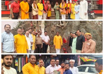 सिलौंडी बस स्टैंड में हुआ बड़वारा विधायक का सम्मान  भाजपा जिला अध्यक्ष दीपक सोनी टंडन और विधायक जी ने मां वीरासन देवी और महादेवी में किया पूजन अर्चन