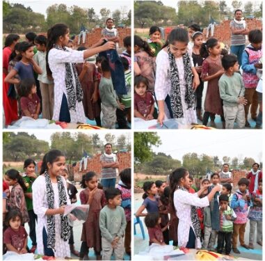 सामाजिक संस्था की अध्यक्ष अर्चना सिंगरौल ने गरीब बच्चों को बांटे कपड़े