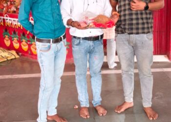 विद्युत मंडल के अधिकारी और कर्मचारियों ने मां वीरासन देवी को चुनरी अर्पित की