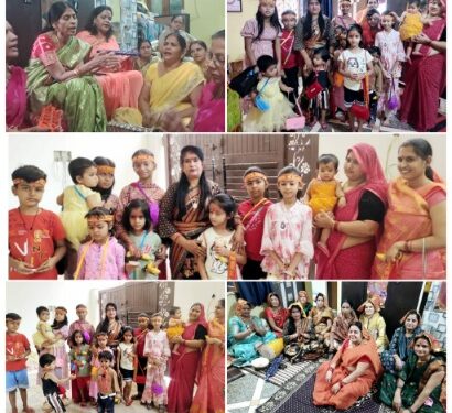 *समाजसेवी व अधिवक्ता रेखा अंजू तिवारी के नेतृत्व में जाग्रति काॅलोनी में आत्मीय भव्य नन्ही कन्याओं का विधिवत पूजा अर्चना कर भोज का आयोजन कर शाम को महिला मंडल द्वारा एक से बढ़कर एक मां जगदम्बा के भजनों की प्रस्तुति दी गई*