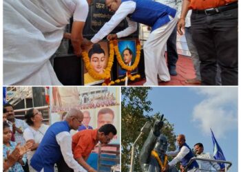 *डॉ आंबेडकर प्रतिमा पर माल्यार्पण कर भीम जन्मोत्सव का हुआ आगाज*  *आज डॉ.आंबेडकर जयंती का विशाल आयोजन*