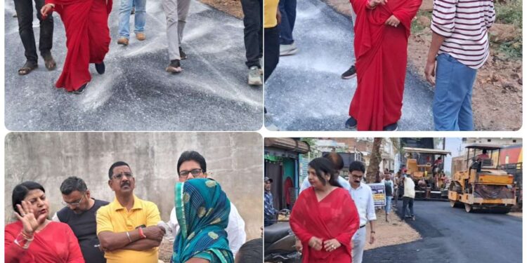 *महापौर श्रीमती सूरी ने कुम्हार मोहल्ला में चल रहे डामरीकरण कार्य का किया निरीक्षण* *तय समय में गुणवत्ता के साथ डामरीकरण कार्य पूर्ण करने के दिए निर्देश* *स्थानीय रहवासियों ने संवाद के दौरान महापौर को दिया धन्यवाद कहा:इमलिया चौराहे से नारायण शाह गेट तक आवागमन होगा सुगम*
