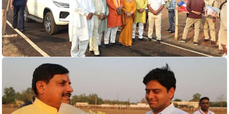 मुख्यमंत्री डॉ. यादव का झिंझरी हेलीपैड पर आत्मीय स्वागत