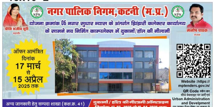 कलेक्ट्रेट के सामने स्थित नवनिर्मित कॉम्प्लेक्स की दुकानों के नीलामी हेतु निविदा के अंतिम 4 दिन शेष