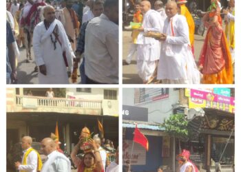 श्रीराम दरबार एवं राधा-कृष्ण प्राण प्रतिष्ठा यज्ञ महोत्सव का शुभारंभ ….निकाली भव्य कलश यात्रा