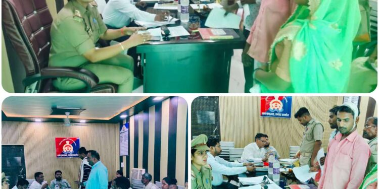 थाना समाधान दिवस में पहुंचे बड़ा शिकायत है तीन का मौके पर हुआ निस्तारण एसडीएम तिर्वा नायब तहसीलदार और थाना अध्यक्ष रही मौजूद