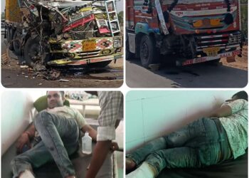 आज सुबह भीषण हादसा हुआ,,ट्रैक को ट्रैक ने मारी टक्कर,,