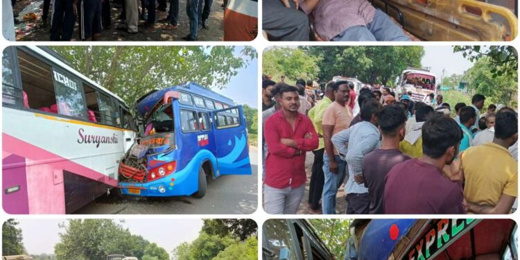 सिलौंड़ी में दो बसों में भिड़ंत: एक बस के चालक की मौत,21 यात्री घायल,5 हालात गंभीर