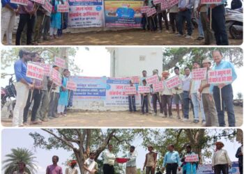 जल गंगा संवर्धन अभियान अंतर्गत ग्राम ख़िरवा में जनअभियान परिषद ग्रामवासियों ने किया श्रमदान