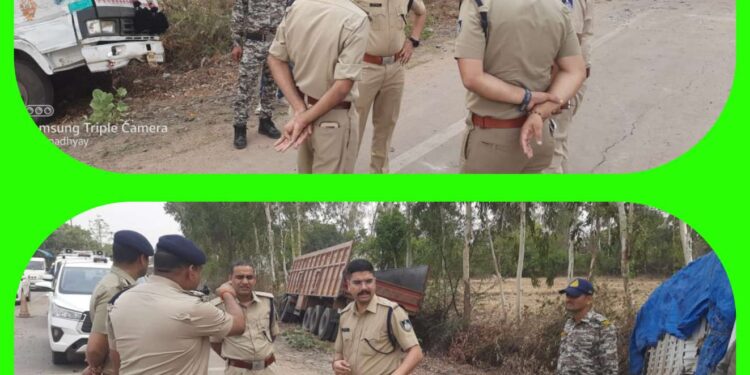 एसपी अभिनय विश्वकर्मा ने दुर्घटना स्थल सुर्खी टैंक मोड का किया निरीक्षण