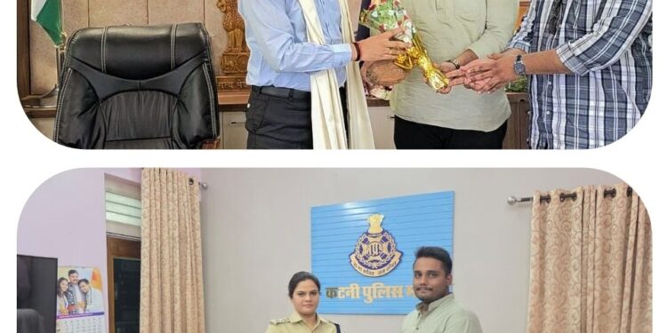 *बस ऑपरेटर एसोसिएशन के अध्यक्ष ने नवागत एस.पी. एवं सी.एस.पी. का पुष्प गुच्छ श्रीफल भेट कर किया स्वागत*