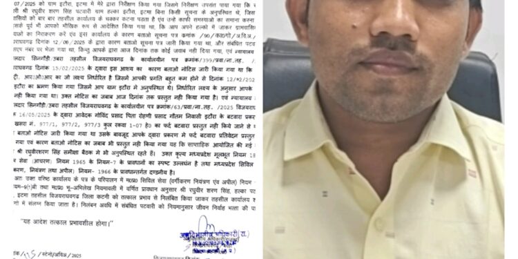 *विजयराघवगढ़ एसडीएम ने किया इटौरा, इटमा का निरीक्षण, अनुपस्थित मिले पटवारी* *काम में लापरवाही बरतना पड़ा महंगा, जारी हुआ निलंबन का आदेश