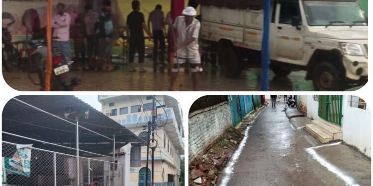 मोहर्रम पर्व पर जुलूस मार्ग सहित मुस्लिम बाहुल्य क्षेत्रों में चला विशेष सफाई अभियान  वर्षा जल की निकासी हेतु नाले- नालियों की कराई गई विशेष सफाई  जलभराव के संभावित क्षेत्रों में कच्ची नाली खोदकर एवं चोक नाले नालियों की सफाई कर वर्षाजल निकासी के किए गए प्रयास