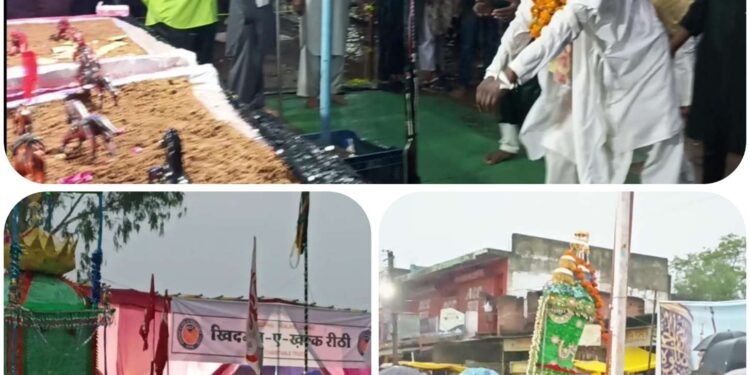 पानी बरसते मैं मनाया गया शहादत का मातमी पर्व निकाला ताजिया जुलूस,,,