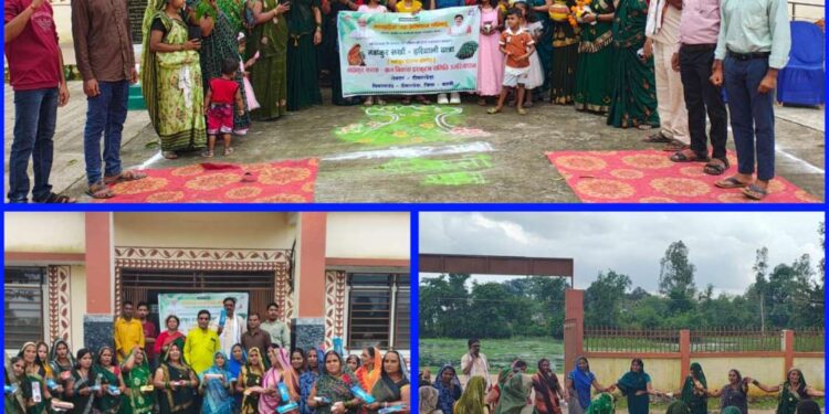 सिर पर कलश, हाथों में पौधे लेकर निकाली हरियाली यात्रा  महिलाओं को वितरित किए पौधें, वृक्षारोपण का दिलाया संकल्प, जनपद सदस्य ने महिलाओं को बांटी चूड़ियां,किया पौधारोपण,ढीमरखेड़ा के मुरवारी में हुआ कार्यक्रम का आयोजन