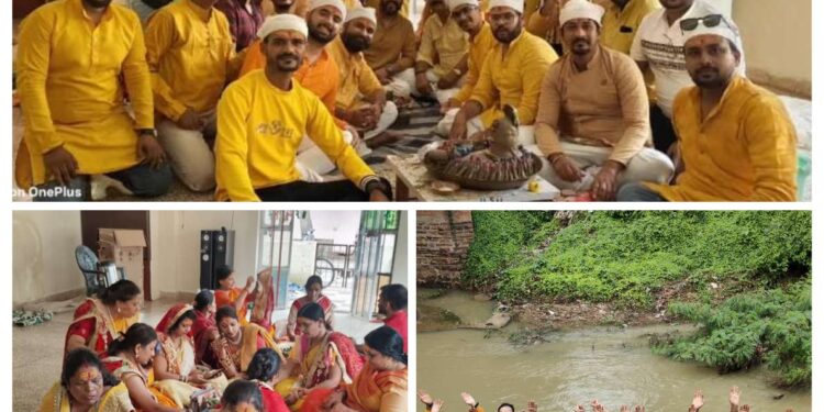 *कटनी ब्लड डोनर एंड वेलफेयर सोसाइटी* द्वारा पवित्र सावन माह में दुबे कॉलोनी स्थित *श्री सोमनाथ मंदिर* में *पार्थिव शिवलिंग निर्माण*,