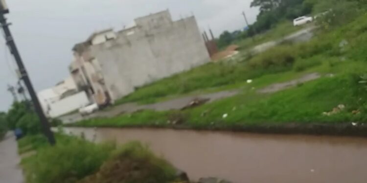बारिश के पानी से कालोनी में जल भराव की स्थिति देखे  VIDEO