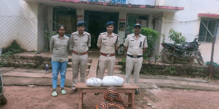 *गांजे की थैली के साथ स्कूल के पास पकड़ी गई शातिर* *महिला, बिलहरी पुलिस की दबिश में धराई*