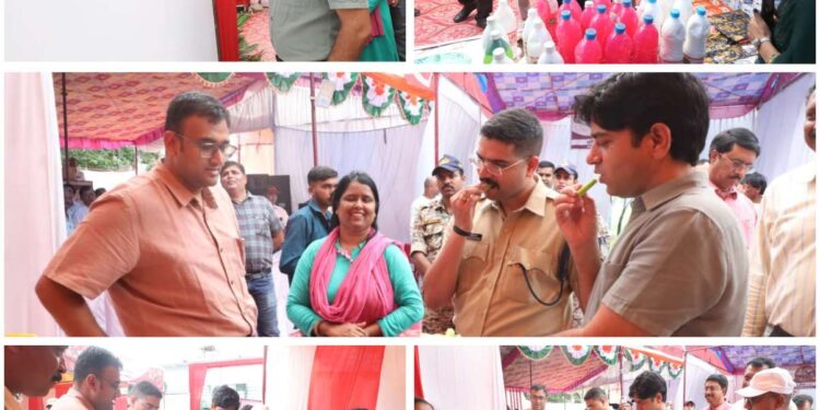 महापौर, कलेक्टर, पुलिस अधीक्षक एवं जिला पंचायत के सीईओ ने किया आकांक्षा हाट का निरीक्षण