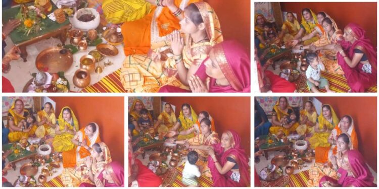 खिरका मोहल्ला बडे़ हनुमान मदिर के पीछे में बार्ड नम्बर 26 श्री गगेश्वर महादेव मदिर में महिलाओं के द्वारा सनातन सपतमी की पुजा की गई