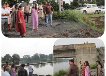 प्रतिमा विसर्जन के लिए स्थल का निरीक्षण
