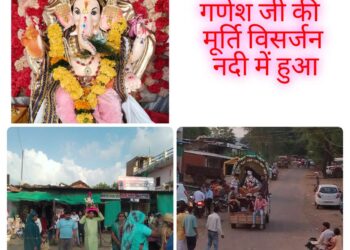 गणेश जी की मूर्ति विसर्जन नदी में हुआ