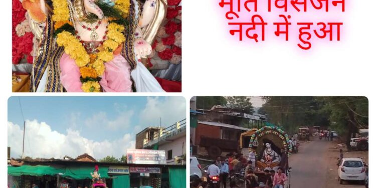 गणेश जी की मूर्ति विसर्जन नदी में हुआ