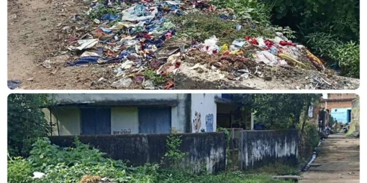 स्वच्छता पखवाड़ा बना मजाक,, गंदगी के बीच ,पढ़ रहे ननिहाल बच्चे