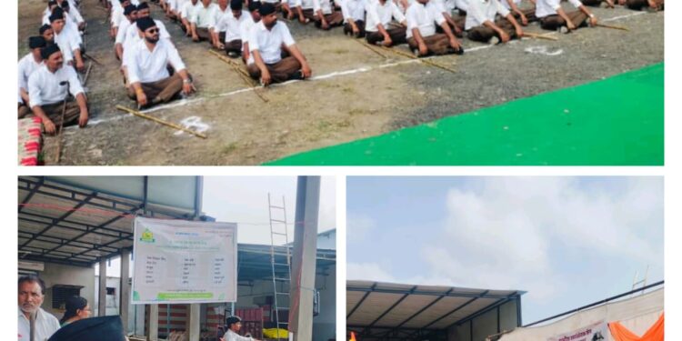 राष्ट्रीय स्वयंसेवक संघ के शताब्दी वर्ष में कालापीपल खंड के लसूडलिया मलक उपखंड चाकरोद मंडल का विशाल पथ संचलन निकला,