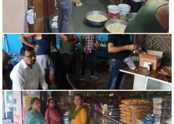 🧾 गरूड़ दलों की बड़ी कार्यवाही – मिलावट खोरों पर कसी नकेल! 50 किलोग्राम दूषित खोवा, 20 किलोग्राम पनीर और 30 किलोग्राम एक्सपायरी डेट का नमकीन विनष्ट कराया गया।