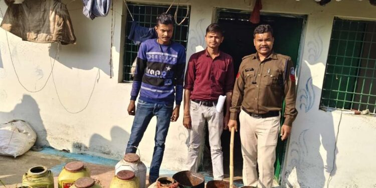 थाना एनकेजे पुलिस द्वारा अवैध शराब के ठिकानो पर दी दबिश