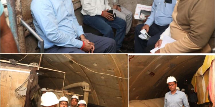 कलेक्‍टर ने किया स्‍लीमनाबाद टनल के खनन कार्य का निरीक्षण  जनवरी 2026 तक पूरा हो जायेगा खनन कार्य  मात्र 630 मीटर ही टनल खनन कार्य शेष