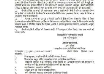 * मुख्यमन्त्री डॉ मोहन यादव का सख़्त एक्शन  * मुख्यमंत्री जी के निर्देश पर आदेश जारी * प्रभारी सहायक आबकारी आयुक्त जिला देवास मंदाकिनी दीक्षित निलंबित