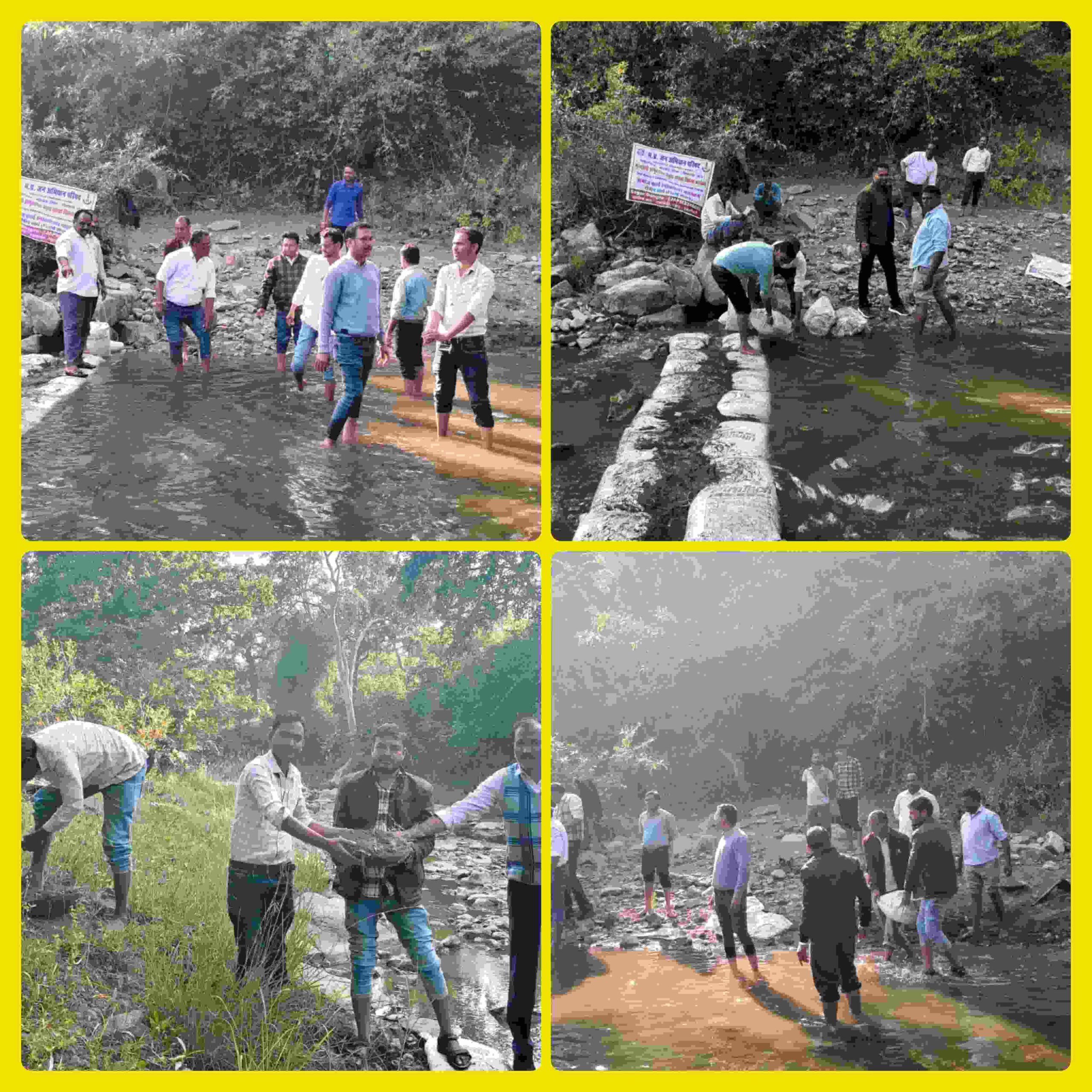 ऐतिहासिक स्थल-देवगढ़ की कलकोट नदी पर जनप्रतिनिधियों एवं सामाजिक कार्यकर्ताओं ने श्रमदान से किया बोरी-बंधान*