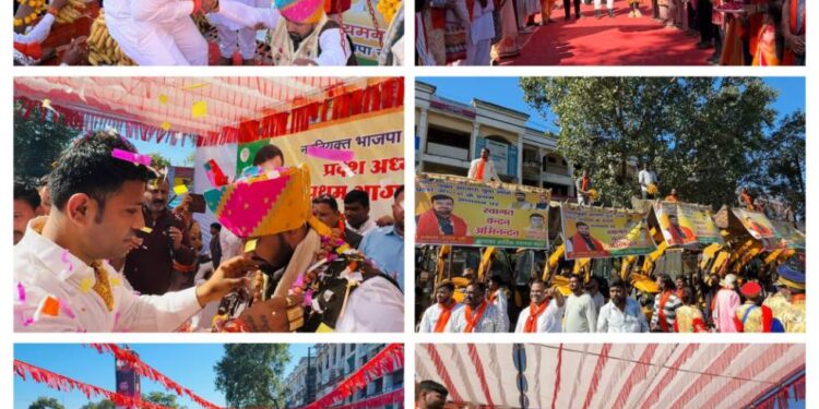 *भाजपा प्रदेश युवा मोर्चा के नव-नियुक्त अध्यक्ष श्री श्याम टेलर जी का भव्य स्वागत*
