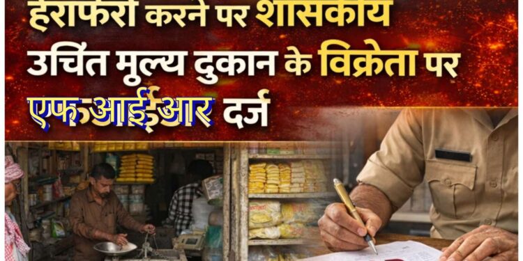 सरकारी राशन की हेराफेरी करने पर शासकीय उचित मूल्य दुकान के विक्रेता पर एफआईआर दर्ज
