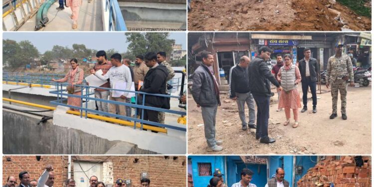 निगमायुक्त सुश्री परिहार ने पाइपलाइन विस्तार कार्य एवं निर्माणाधीन नाला ट्रीटमेंट प्लांट का किया निरीक्षण दुर्गा चैक खिरहनी बस्ती का पैदल भ्रमण कर निगम की व्यवस्थाओं को दुरुस्त रखने अधिकारियों को दिए निर्देश