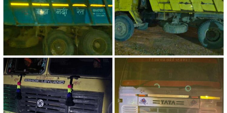 अवैध रेत परिवहन पर दो डंपर किये जब्त