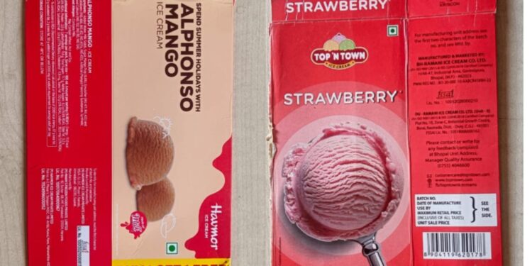 *खाद्य सुरक्षा विभाग की रिपोर्ट मे* *TOP”N TOWN BRAND और HAVMOR BRAND की* *आइसक्रीम अमानक पायी गई*
