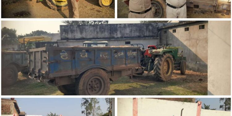 चौकी खितौली थाना बरही पुलिस द्वारा अवैध रेत परिवहन करते हुए तीन ट्रैक्टर-ट्राली जप्त