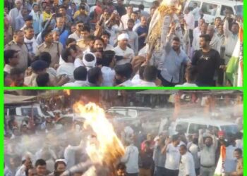 धान भुगतान को लेकर मझौली में बवाल | विधायक अजय विश्नोई पर वादा खिलाफी का आरोप, कांग्रेस ने फूंका पुतला